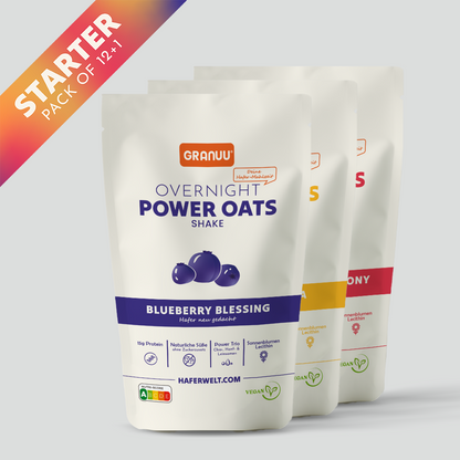 Granuu Overnight Power Oats Bestseller Starter Pack (12 packs + 1 Free Shaker) – Fuel Your Day with Flavor